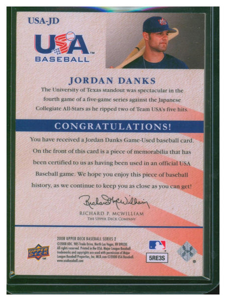 2008 Upper Deck Baseball Series 2 Jersey Jordan Danks USA-JD