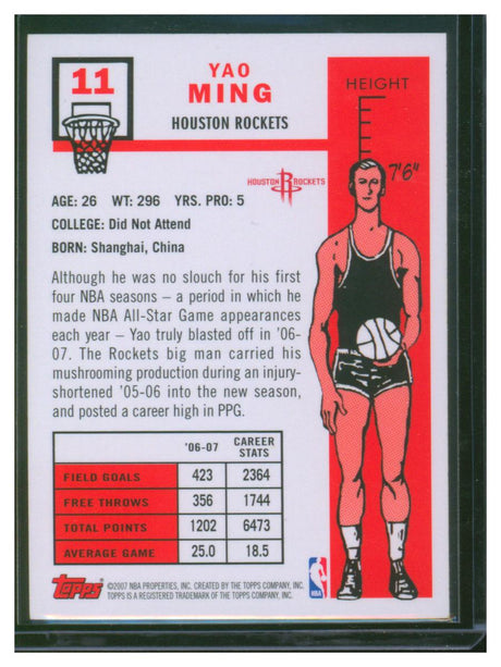 2007 Topps Basketball Yao Ming 11