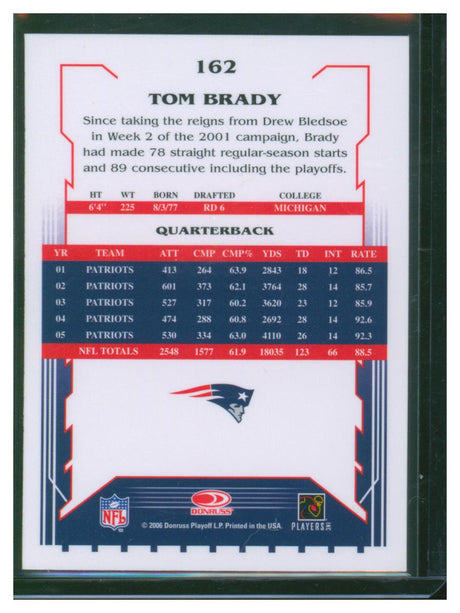 2006 Score Football Tom Brady 162