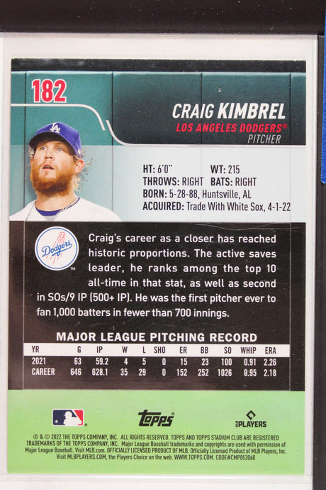 2022 Topps Stadium Club Baseball Red Foil 182 Craig Kimbrel