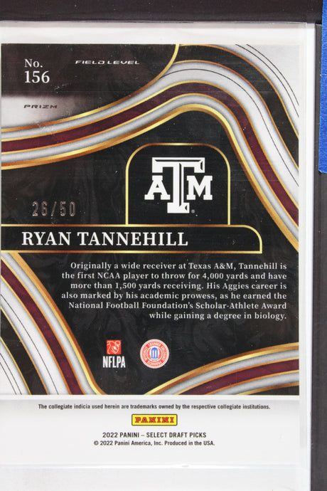 2022 Panini Select Draft Picks Football Black/Gold Squares 156 Ryan Tannehill 26/50