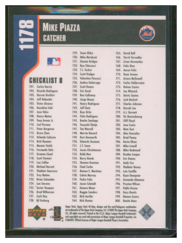 2002 Upper Deck Baseball Mike Piazza 1178
