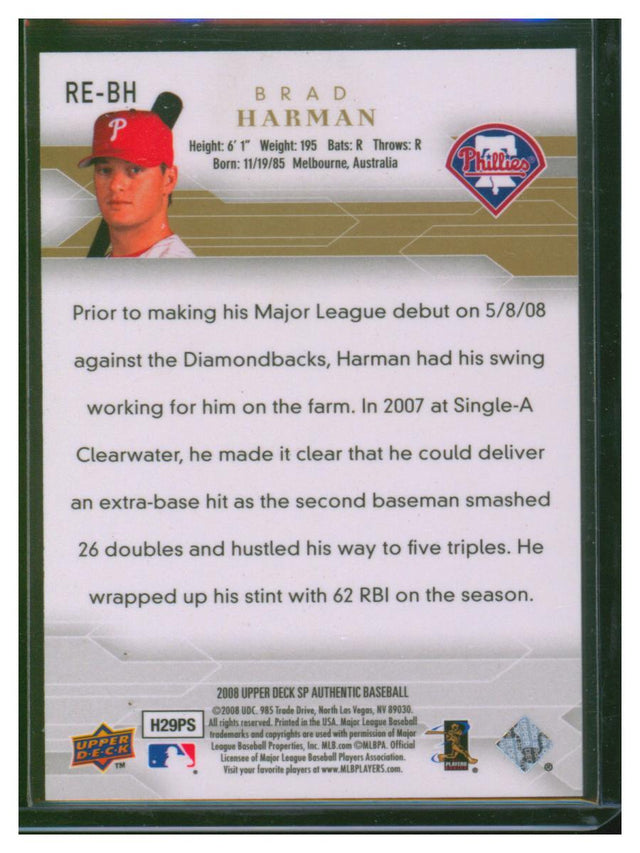 2008 Upper Deck Baseball SP Authentic Brad Harman RE-BH
