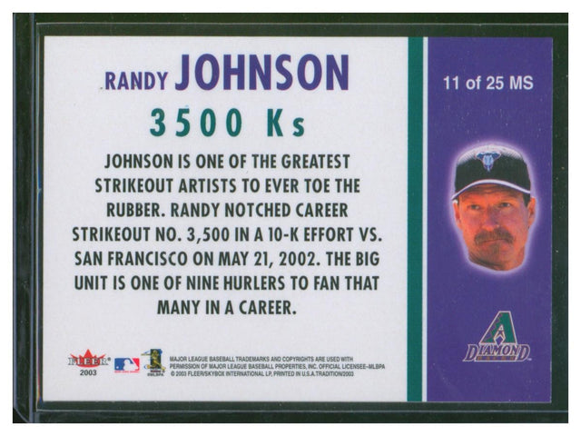 2003 Fleer Tradition Baseball Randy Johnson 11 of 25 MS