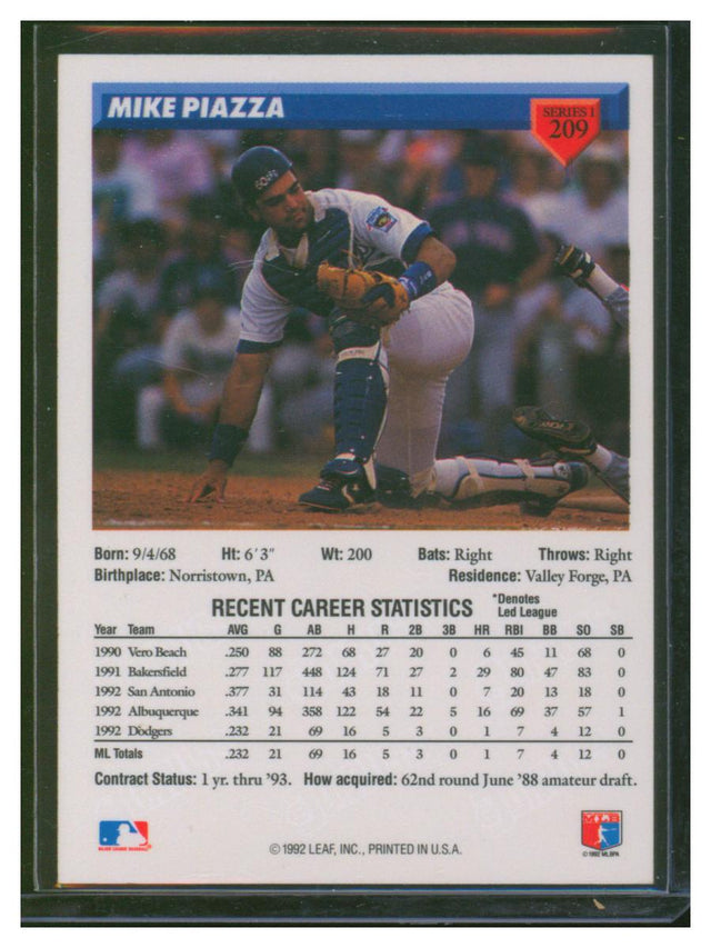 1992 Leaf Series 1 Baseball Mike Piazza 209