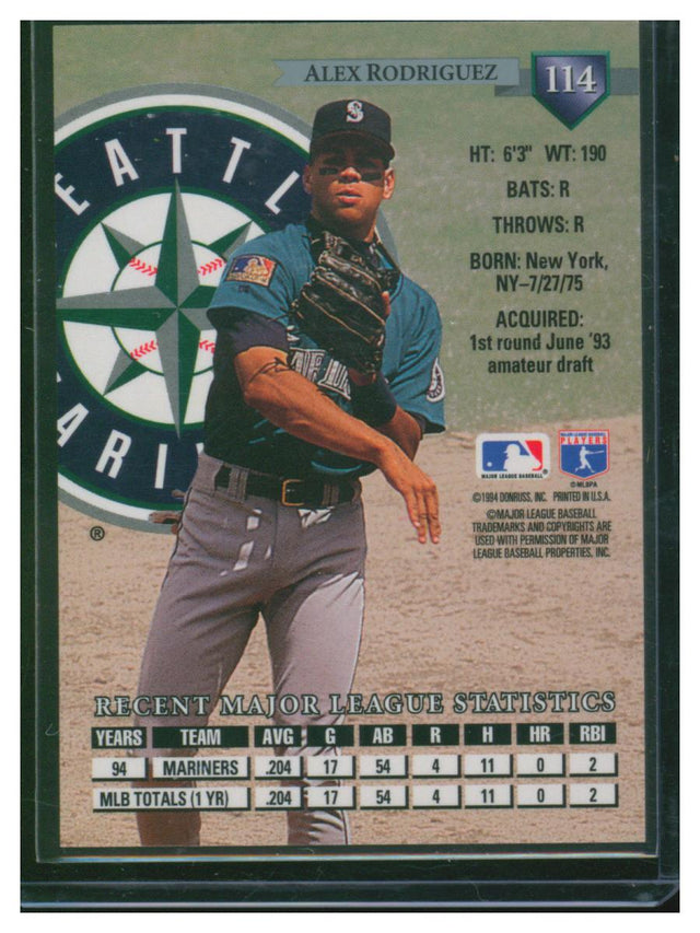 1994 Donruss Baseball Alex Rodriguez 114