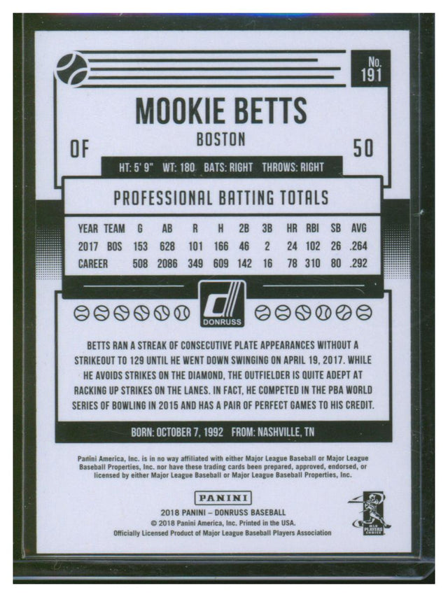 2018 Donruss Baseball Mookie Lynn Betts 191