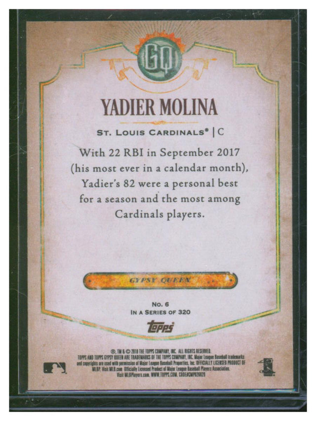 2018 Topps Gypsy Queen Baseball Yadir Molina 6