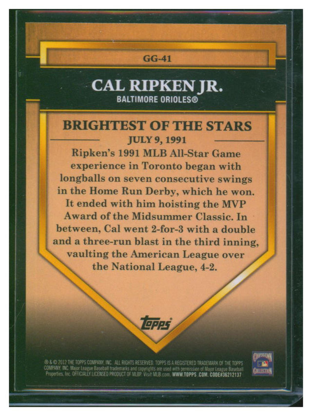 2012 Topps Baseball Brightest of the Stars Cal Ripken Jr GG-41