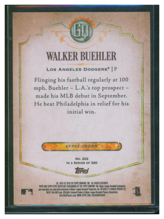 2018 Topps Gypsy Queen Baseball Walker Buehler 222