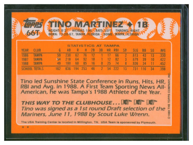 1988 Topps Traded Baseball Tino Martinez 66T