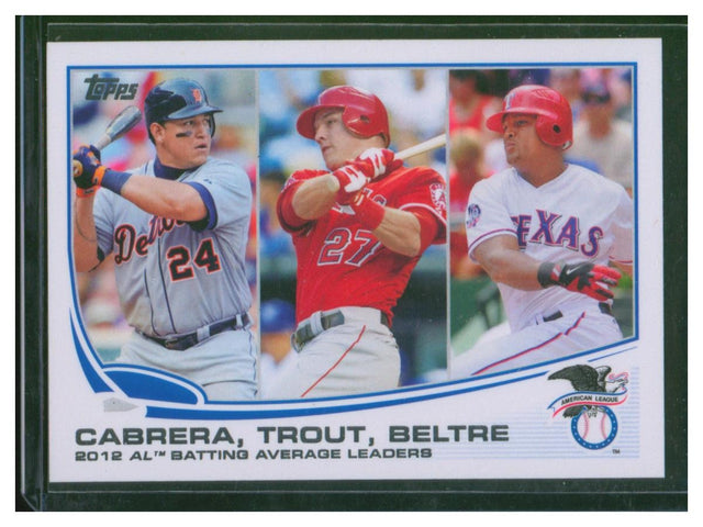 2013 Topps Baseball League Leaders Cabrera, Trout and Beltre 294