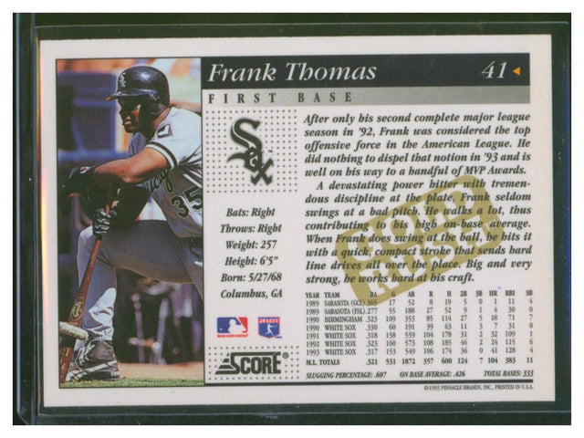 1993 Score Baseball Frank Thomas 41