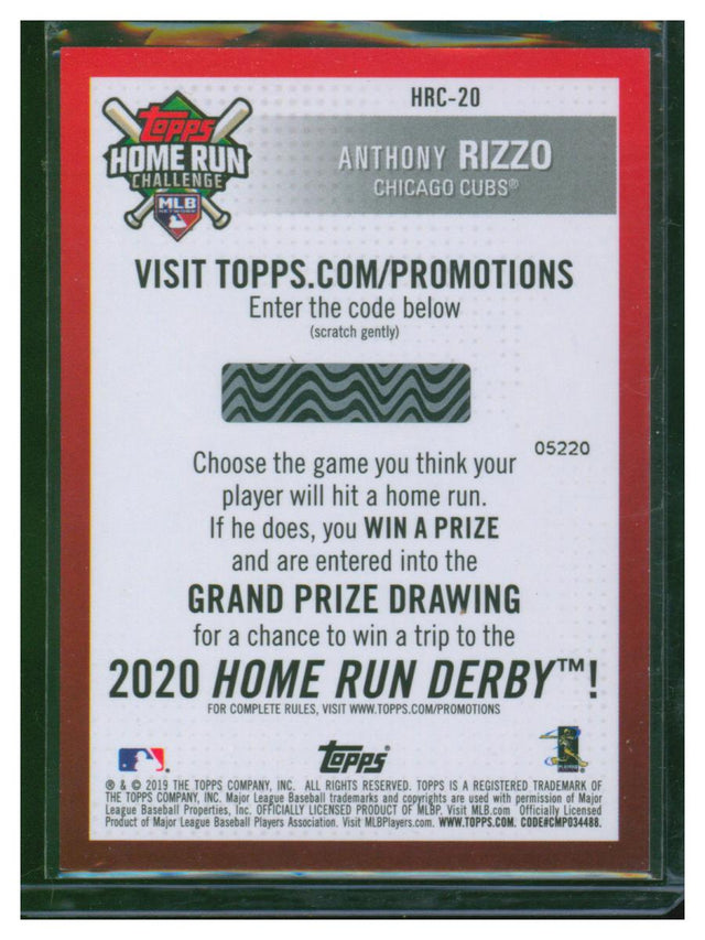 2019 Topps Baseball Home Run Challenge Anthony Rizzo HRC-20