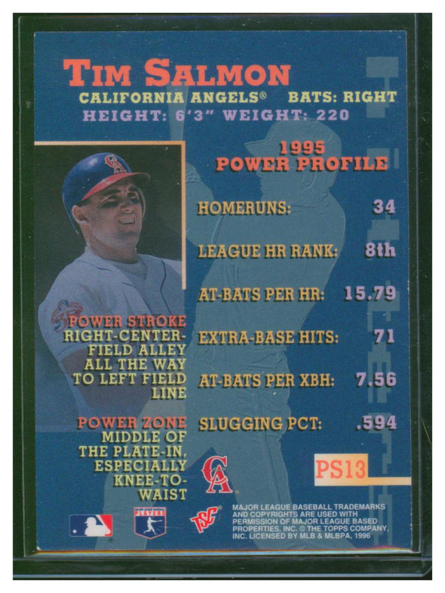 1996 Topps Stadium Club Baseball Power Streak Tim Salmon PS13
