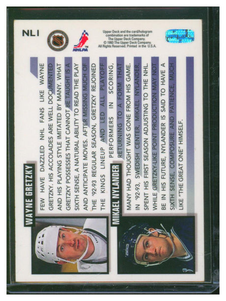 1993 Upper Deck Hockey Next in Line Gretzky and Nylander NL1