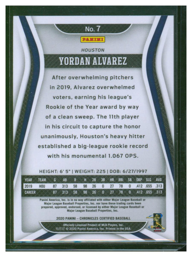2020 Certified Baseball Yordan Alvarez 7