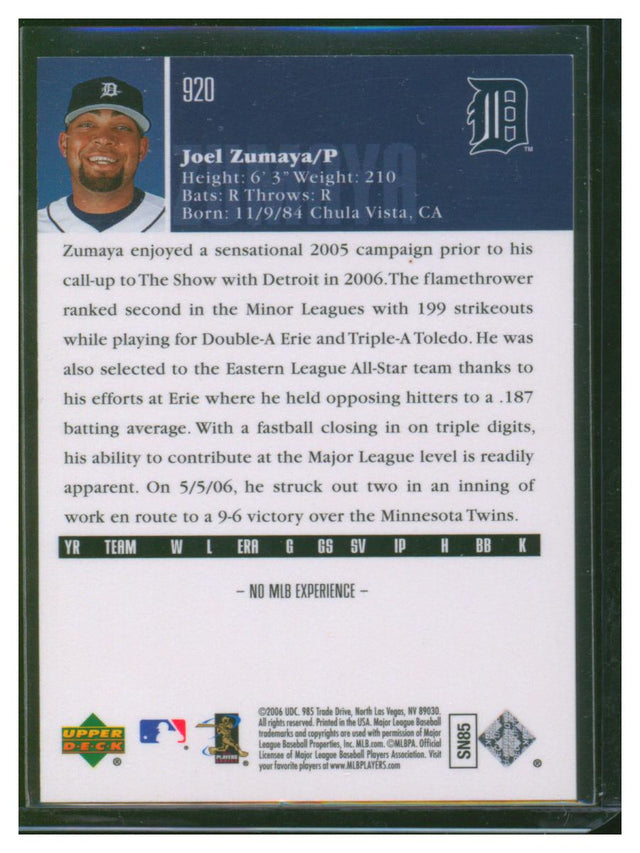 2006 Upper Deck Baseball Joel Zumaya 920
