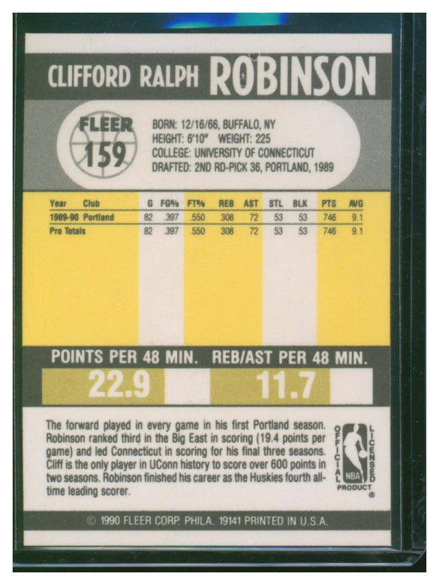 1990 Fleer Basketball Cliff Robinson 159
