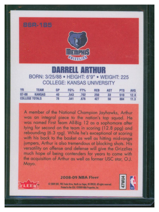 2009 Fleer Basketball Darrell Arthur 86R-185