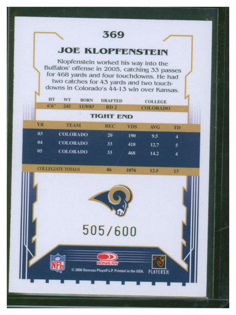 2006 Score Football Jo Klopfenstein 369