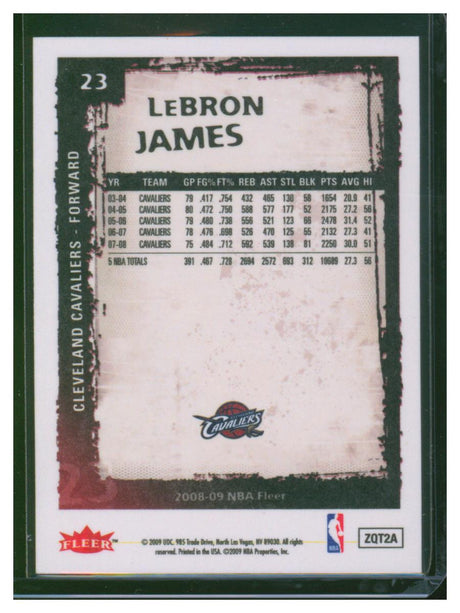 2009 Fleer Basketball LEbron James 23