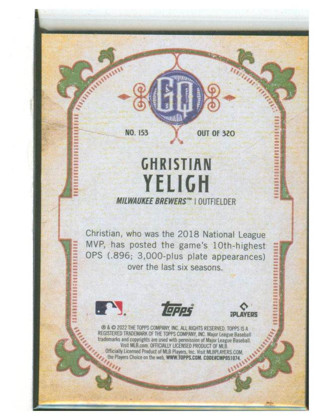 2022  Gypsy Queen Baseball Silver Foil 153 Christian Yelich NOT BLUE