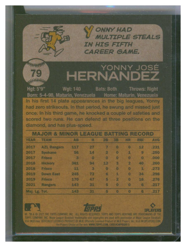 2022 Topps Heritage Baseball 79 Yonny Hernandez